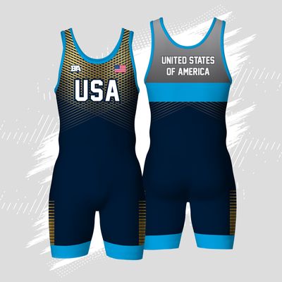 Blue/Gold Usa Barbarian Singlet